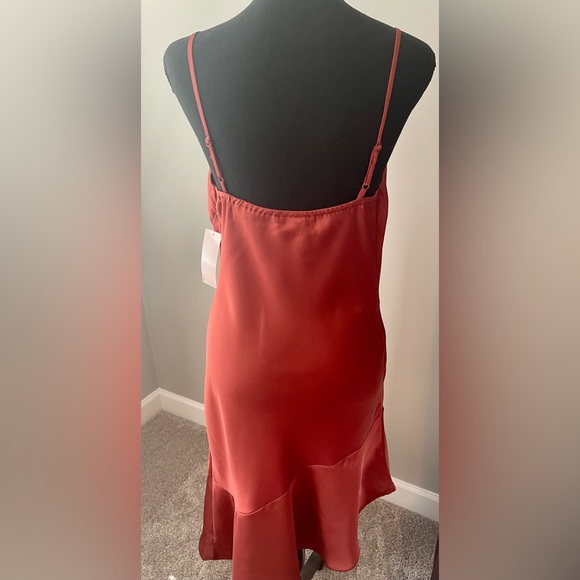 NWT Inspired Hearts‎ satin terracotta/rust/pumpkin spaghetti strap satin dress - Picture 4 of 7